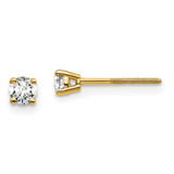 Image of 14K Yellow Gold 1/4 carat total weight Round VS/SI D E F Lab Grown Diamond Screw Back 4 Prong Stud Post Earrings