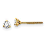Image of 14K Yellow Gold 1/5 carat total weight Round VS/SI D E F Lab Grown Diamond Screw Back 3 Prong Stud Post Earrings