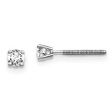 Image of 14k White Gold 1/5 carat total weight Round SI1/SI2 G H I Lab Grown Diamond Screw Back 4 Prong Stud Post Earrings