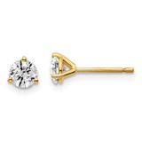 Image of 14K Yellow Gold 2/3 carat total weight Round Certified SI1/SI2 G H I Lab Grown Diamond 3 Prong Stud Post Earrings