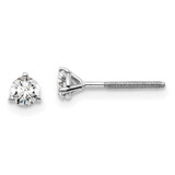 Image of 14k White Gold 1/3 carat total weight Round Certified VS/SI D E F Lab Grown Diamond Screw Back 3 Prong Stud Post Earrings