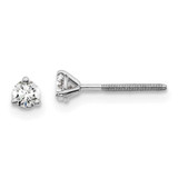 Image of 14k White Gold 1/5 carat total weight VS/SI D E F Round Certified Lab Grown Diamond Screw Back 3 Prong Stud Post Earrings