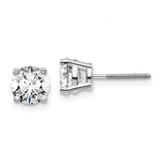 Image of 14k White Gold 2 carat total weight Round Certified SI1/SI2 G H I Lab Grown Diamond Screw Back 4 Prong Stud Post Earrings