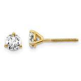 Image of 14K Yellow Gold 2/3 carat total weight Round Certified VS/SI D E F Lab Grown Diamond Screw Back 3 Prong Stud Post Earrings