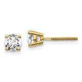 Image of 14K Yellow Gold 3/4 carat total weight Round Certified VS/SI D E F Lab Grown Diamond Screw Back 4 Prong Stud Post Earrings