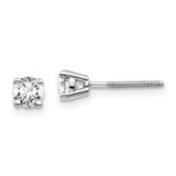 Image of 14k White Gold 1/2 carat total weight Round Certified SI1/SI2 G H I Lab Grown Diamond Screw Back 4 Prong Stud Post Earrings