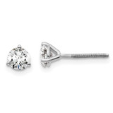 Image of 14k White Gold 2/3 carat total weight Round Certified SI1/SI2 G H I Lab Grown Diamond Screw Back 3 Prong Stud Post Earrings