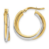Image of 21.7mm 10k Two-tone Gold Polished Hoop Earrings 10LE502