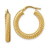 Image of 25.01mm 14K Yellow Gold Polished Textured Hoop Earrings LE2066