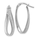 Image of 28mm 14K White Gold Polished Glimmer Infused Oval Hoop Earrings LE275