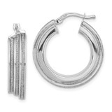 Image of 25.4mm Sterling Silver Polished Glitter Infused Round Hoop Earrings QLE1017
