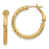 Image of 26mm 14K Yellow Gold 3x20 Diamond-cut Round Omega Back Hoop Earrings LE1758