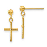 Image of 16mm 14K Yellow Gold Polished Cross Post Drop Earrings