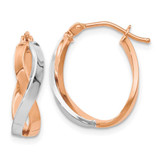 Image of 18mm 14K Rose Gold Two-tone Polished Hinged Hoop Earrings