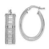 Image of 26.8mm Sterling Silver Polished Glitter Infused Oval Hoop Earrings