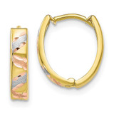 Image of 12mm 10K Two-tone Gold with White Rhodium Polished and Satin Diamond-cut Earrings