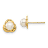 Image of 7.28mm 14K Yellow Gold Madi K 4-5mm White Button Freshwater Cultured Pearl Post Earrings SE2947