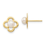 Image of 8.1mm 14K Yellow Gold Madi K 4-5mm White Button Freshwater Cultured Pearl Post Earrings SE2962