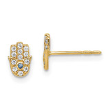 Image of 6.5mm 14K Yellow Gold Madi K CZ Hamsa Post Earrings