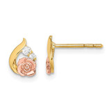 Image of 8mm 14k Madi K Two-Tone Gold CZ Flower Post Earrings