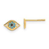 Image of 5.2mm 14K Yellow Gold Madi K Blue CZ Eye Post Earrings