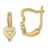 Image of 12.1mm 14K Yellow Gold Madi K CZ Double Heart Hoop Earrings