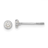 Image of 3.8mm 14k Madi K White Gold Polished CZ Bezel Post Earrings
