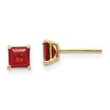 Image of 4mm 14K Yellow Gold Madi K Garnet 4mm Square Post Earrings
