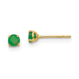 Image of 3mm 14K Yellow Gold Madi K Round Emerald 3mm Post Earrings