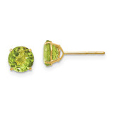 Image of 6mm 14K Yellow Gold Madi K Round Peridot 6mm Post Earrings