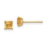 Image of 4mm 14K Yellow Gold Madi K Citrine 4mm Square Post Earrings