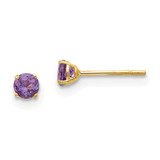 Image of 3mm 14K Yellow Gold Madi K Round Amethyst 3mm Post Earrings