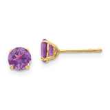 Image of 5mm 14K Yellow Gold Madi K Round Amethyst 5mm Post Earrings