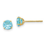 Image of 5mm 14K Yellow Gold Madi K Round Blue Topaz 5mm Post Earrings