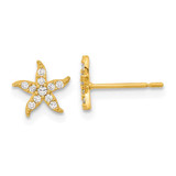 Image of 7.18mm 14K Yellow Gold Madi K Childrens CZ Starfish Post Earrings