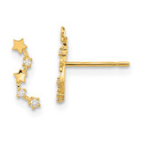 Image of 10.15mm 14K Yellow Gold Madi K Curved Stars CZ Post Dangle Earrings