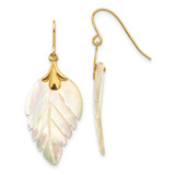Image of 33mm 14K Yellow Gold Madi K Mother of Pearl Leaf Dangle Earrings