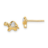 Image of 6.3mm 14K Yellow Gold Madi K & White Rhodium Turtle Post Earrings