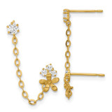 Image of 35mm 14K Yellow Gold Madi K CZ Double Post w/Chain Flower Earrings