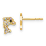 Image of 7.4mm 14K Yellow Gold Madi K Multi-colored CZ Dolphin Post Earrings