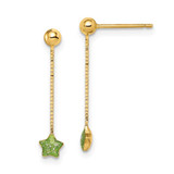 Image of 21.6mm 14K Yellow Gold Madi K Enameled Star Chain Dangle Post Earrings