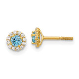 Image of 5.35mm 14K Yellow Gold Madi K Polished Blue and Clear CZ Post Earrings