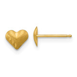 Image of 8mm 14K Yellow Gold Madi K Diamond-Cut & Satin Puffed Heart Earrings