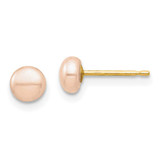 Image of 4.56mm 14K Yellow Gold Madi K 4-5mm Pink Button Freshwater Cultured Pearl Stud Post Earrings