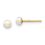Image of 3.48mm 14K Yellow Gold Madi K 3-4mm White Button Freshwater Cultured Pearl Stud Post Earrings