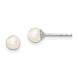 Image of 4.3mm Sterling Silver Madi K Rhodium-plated Polished 4-5mm White Round Freshwater Cultured Pearl Childrens Stud Earrings