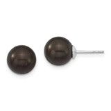 Image of 8-9mm Majestik Sterling Silver Rhodium-plated 8-9mm Black Simulated Pearl Stud Earrings