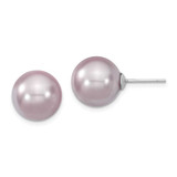 Image of 12-13mm Majestik Sterling Silver Rhodium-plated 12-13mm Purple Simulated Pearl Stud Earrings