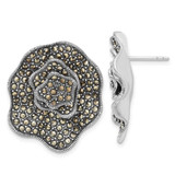 Image of 28.75mm Sterling Silver Marcasite Flower Post Earrings