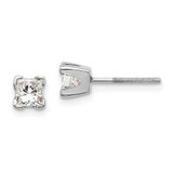 Image of 3.75mm 14k White Gold AA Quality Complete Princess Cut Diamond Earrings XWAP5AA